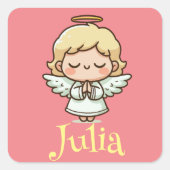 Kleine bidengel vierkante sticker (Voorkant)