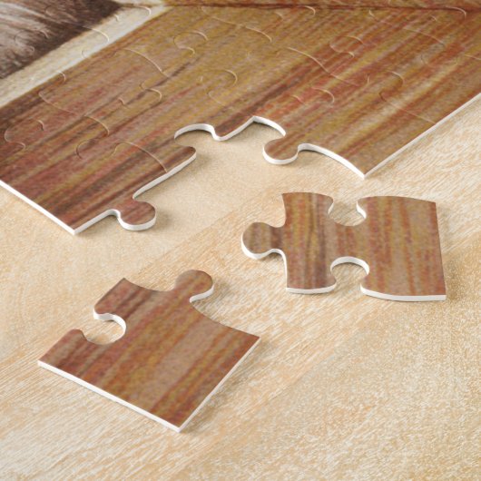 Kleine biggen in een schuur in het boerderij legpuzzel (Zijkant)