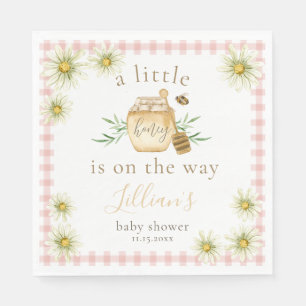 Kleine bij op weg Roze geruite baby shower Servet