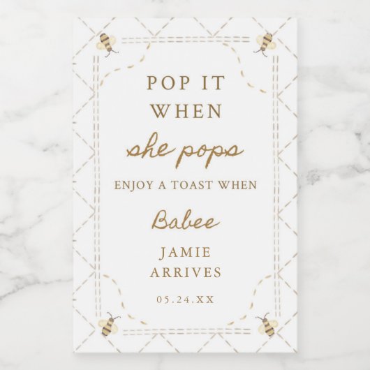 Kleine bij Pop het als ze Pop gunsten Wijn Etiket (Enkel label)