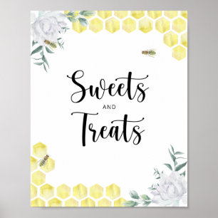 kleine bij snoepjes en lekkernijen baby shower pos poster