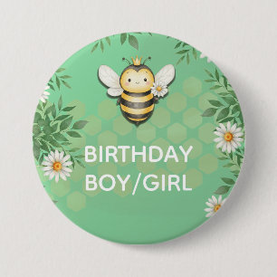 Kleine bij Verjaardag Jongen/Meisje gepersonalisee Ronde Button 7,6 Cm