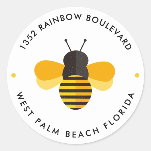  Kleine Bij Verjaardags Retouradres Ronde Sticker (Voorkant)