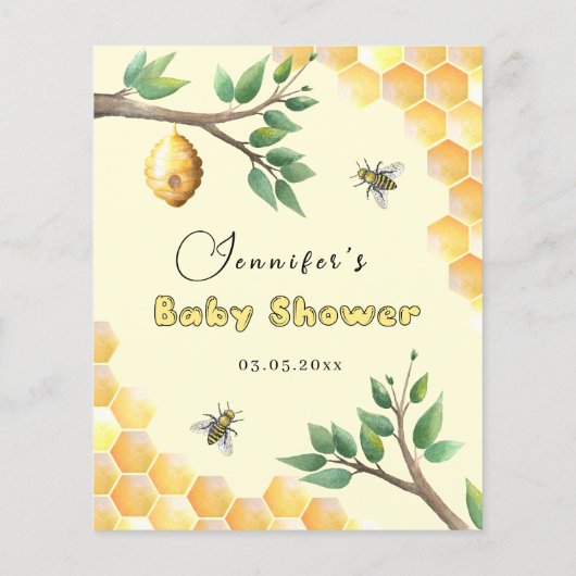 Kleine bijen Baby shower raden de Baby Food Kaart. (Achterkant)