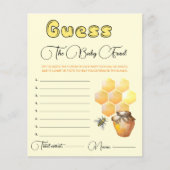 Kleine bijen Baby shower raden de Baby Food Kaart. (Voorkant)