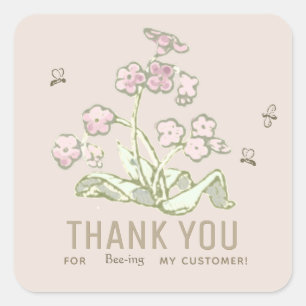 Kleine bijen Dank u voor het zijn van Mijn Klant Vierkante Sticker