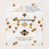 Kleine bijen vliegen op de goudhoningraat Apiarist Visitekaartje (Buitenkant ongevouwen)