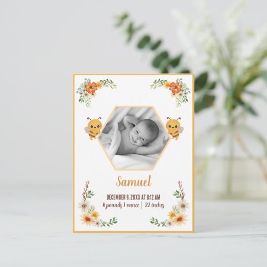 Kleine bijengeboortelastjes briefkaart (Staand voorkant)