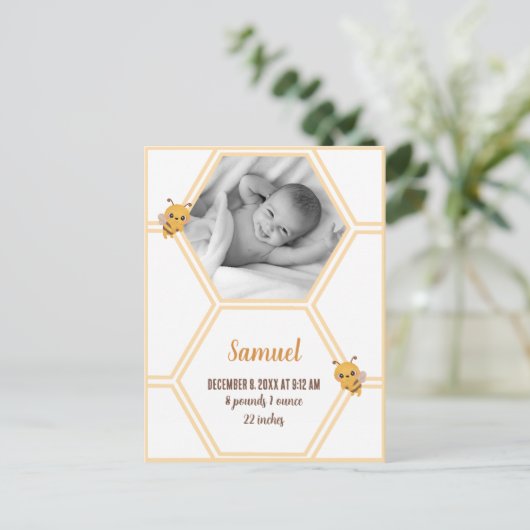 Kleine bijengeboortelastjes briefkaart (Staand voorkant)