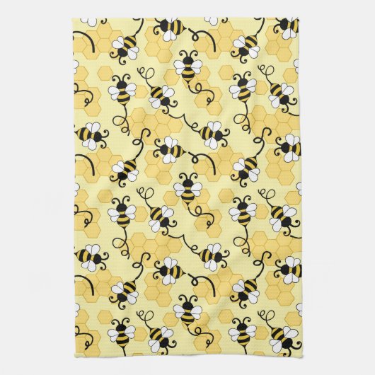 Kleine bijenpatroon bevestigen theedoek (Verticaal)