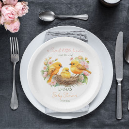 Kleine birdie broeden binnenkort lente baby shower papieren bordje