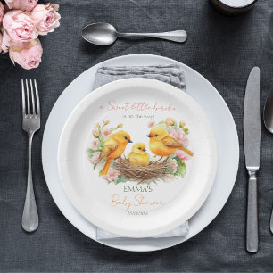 Kleine birdie broeden binnenkort lente baby shower papieren bordje