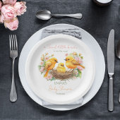 Kleine birdie broeden binnenkort lente baby shower papieren bordje