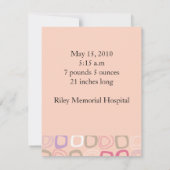 Kleine birdie dubbelzijdige geboorte aankondiging (Achterkant)