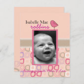 Kleine birdie dubbelzijdige geboorte aankondiging (Voorkant / Achterkant)