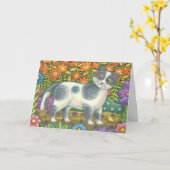 KLEINE BIRDIE VERTELDE ME, CAT BIRTHDAY KAART Cust (Gele Bloem)