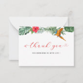 Kleine birdie waterverf baby shower dank u notitiekaartje (Voorkant)