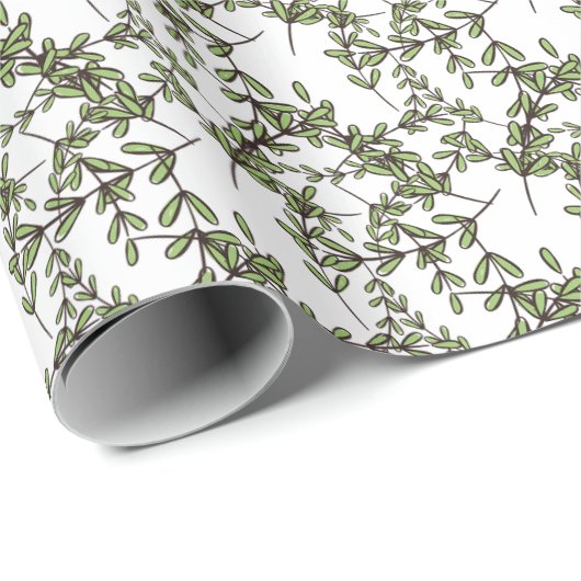 Kleine bladeren op Tangled Twigical Garden Cadeaupapier (Rol Hoek)