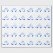 Kleine blauwe auto cadeaupapier (Vlak)