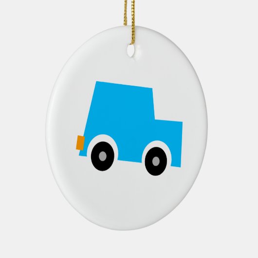 Kleine blauwe auto keramisch ornament (Rechts)