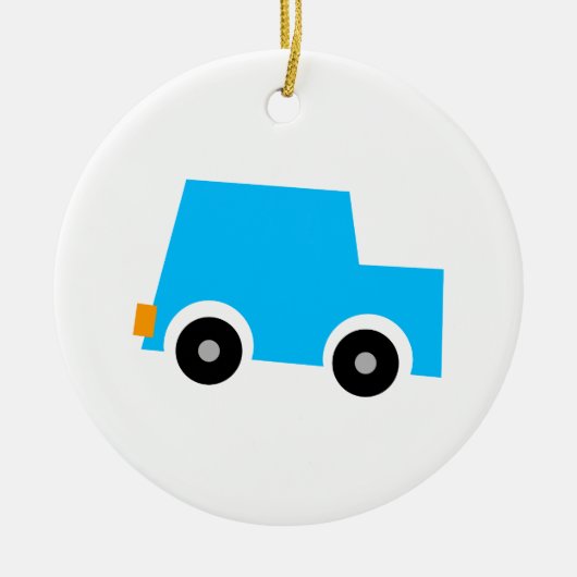 Kleine blauwe auto keramisch ornament (Voorkant)