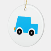 Kleine blauwe auto keramisch ornament (Links)