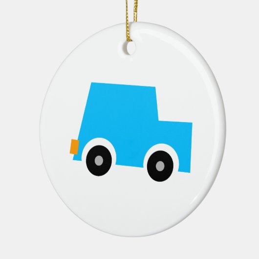 Kleine blauwe auto keramisch ornament (Links)