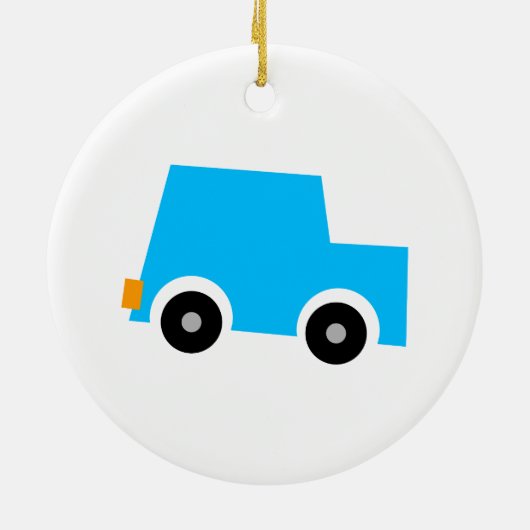 Kleine blauwe auto keramisch ornament (Achterkant)