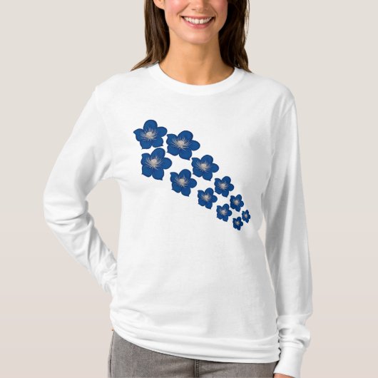 kleine blauwe bloem t-shirt (Voorkant)