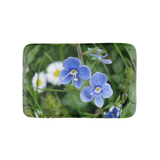 kleine blauwe bloemen badmat (Voorkant)
