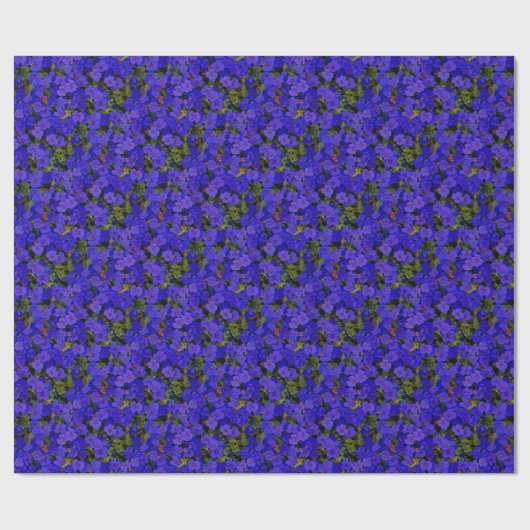 Kleine blauwe bloemen cadeaupapier (Vlak)