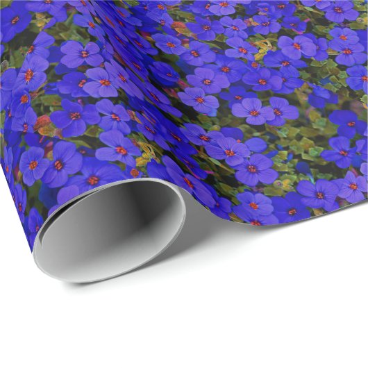 Kleine blauwe bloemen cadeaupapier (Rol Hoek)