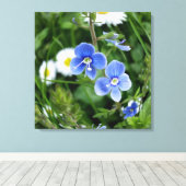 kleine blauwe bloemen canvas afdruk (Insitu (Houten vloer))