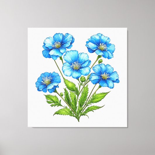 Kleine Blauwe Bloemen Canvas Afdruk (Voorkant)