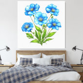 Kleine Blauwe Bloemen Canvas Afdruk (Insitu (Slaapkamer))