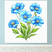Kleine Blauwe Bloemen Canvas Afdruk (Insitu (Houten vloer))