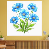 Kleine Blauwe Bloemen Canvas Afdruk (Insitu (Woonkamer))