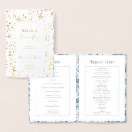 Kleine Blauwe Bloemen Folie Trouwprogramma Folie Kaarten