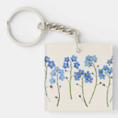 Kleine blauwe bloemen, gedrukt Vergeet me niet Sle Sleutelhanger (voorkant)