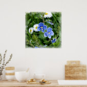 kleine blauwe bloemen poster (Keuken)