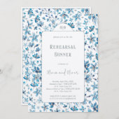 Kleine blauwe bloemen repetitie diner kaart (Voorkant / Achterkant)