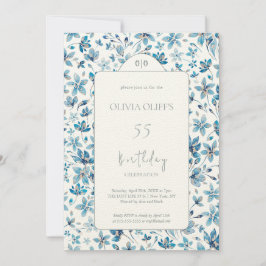 Kleine blauwe bloemen verjaardag elke leeftijd kaart