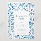 Kleine Blauwe Bloemen Verlovingsfeest Kaart (Voorkant / Achterkant)