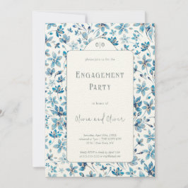 Kleine Blauwe Bloemen Verlovingsfeest Kaart