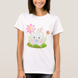 Kleine Blauwe Bunny met bloemen T-shirt
