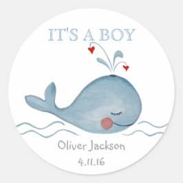 Kleine Blauwe Cute Walvis Zee | Ronde Sticker