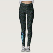 Kleine blauwe draak op blauwe drakenschalen leggings (Voorkant)