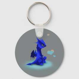 Kleine blauwe draak van liefde sleutelhanger