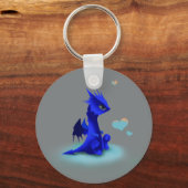 Kleine blauwe draak van liefde sleutelhanger (Voorkant)