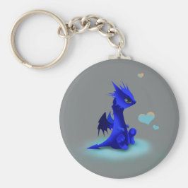 Kleine blauwe draak van liefde sleutelhanger